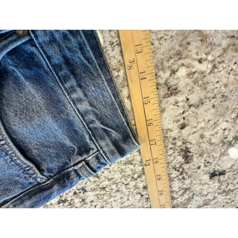 AGOLDE Parker Long Cut Off Denim Short Size 31 Raw Hem Frayed High Rise